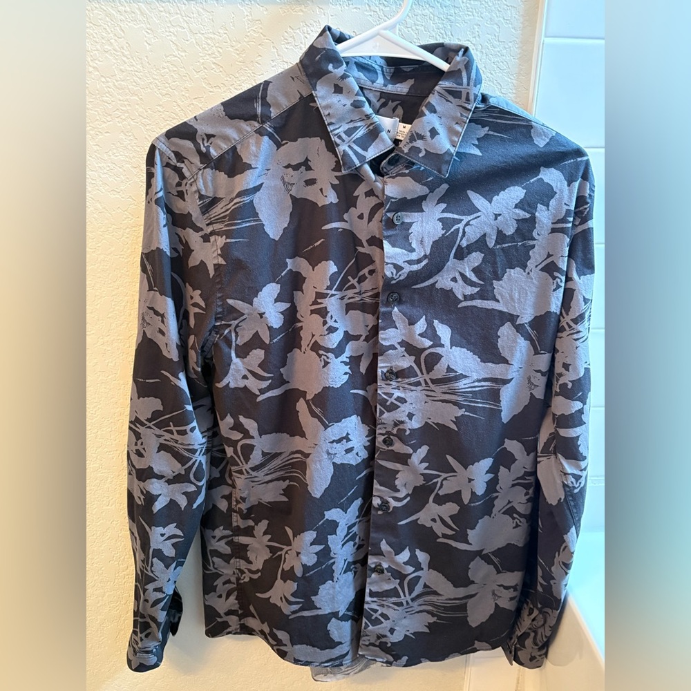 Topman Black and Gray Floral Shirt